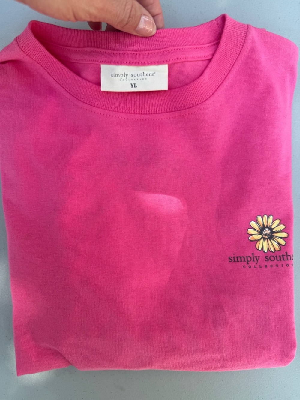 Simply Southern Pink Tee with Daisy Chest Logo